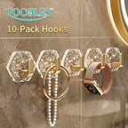 Preserveup Self-Adhesive Hooks 10/20 Pack Hexagonal Ripple Design Heavy Duty Sticky Hooks