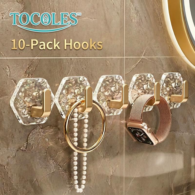 Preserveup Self-Adhesive Hooks 10/20 Pack Hexagonal Ripple Design Heavy Duty Sticky Hooks