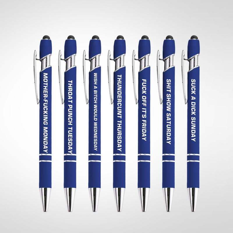 Retailgoodss Funny Stress-Relief Daily Quotes Metal Ballpoint Pen Set (7 Pcs)