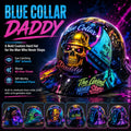 Ahlwo Blue Collar Daddy Hydro-Dipped Hard Hat | Industrial Rigid Impact-Resistant Safety Helmet with Full-Wrap Gloss Artwork