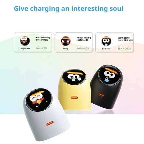 Quotationy Interactive Mini GaN Charger 45W – Animated Expression Smart Plug – Low-Temperature Fast Charging Block for iPhone, Samsung & Tablets 🎭