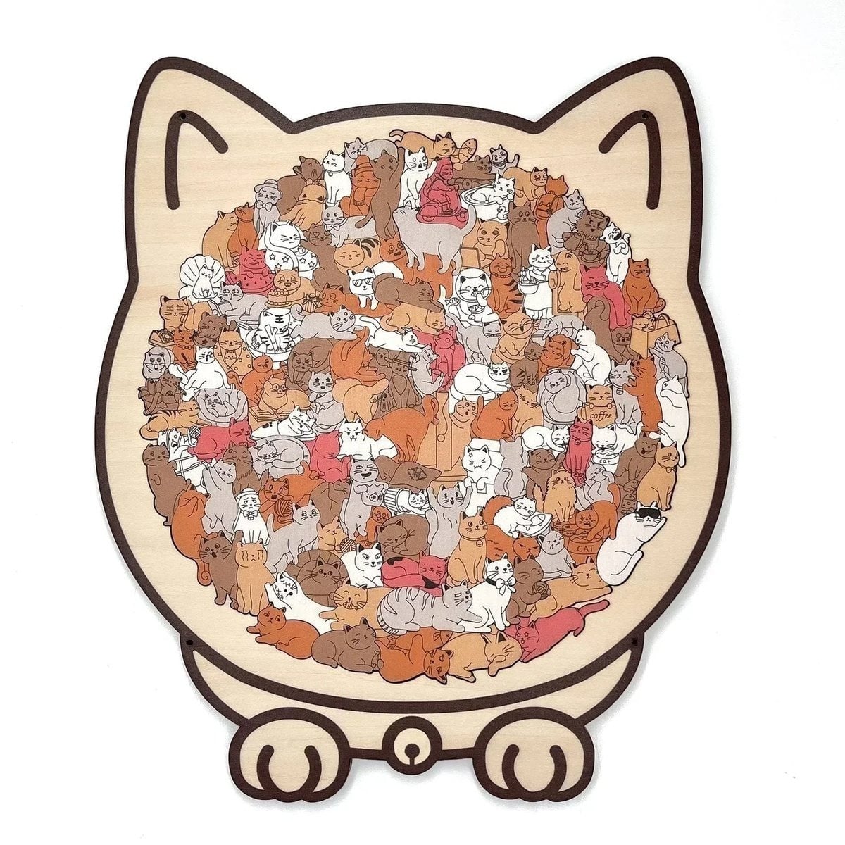 Blissful Box™ 135-Piece Morandi-Colored Cat Shaped Wooden Jigsaw Puzzle
