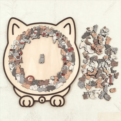 Blissful Box™ 135-Piece Morandi-Colored Cat Shaped Wooden Jigsaw Puzzle