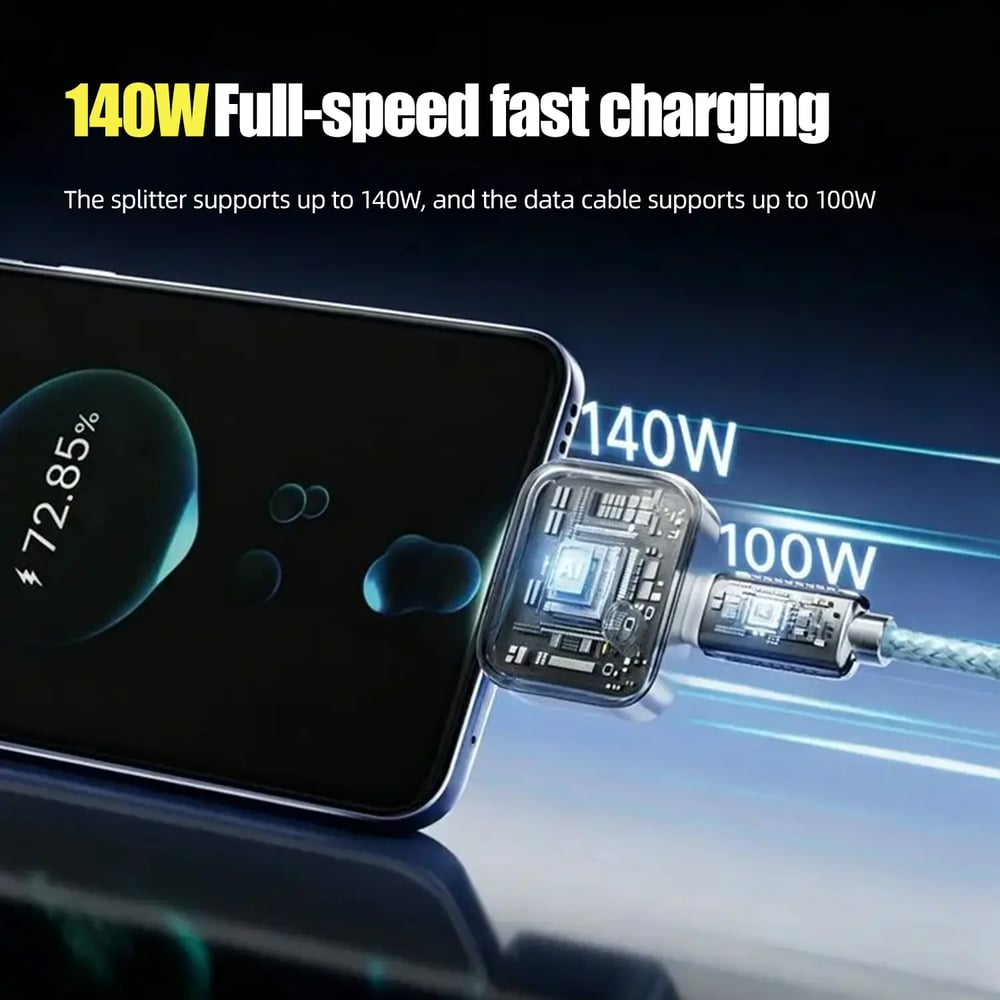 Comprisely Smart Auto Stop Charging Protector - AI Auto Disconnect 140W Fast Charger | Overcharge Protection for iPhone & Android