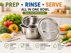 Uspoplarshop 3-in-1 Stainless Steel Grater Bowl & Colander Set