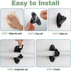 Fvaulity New Self Adhesive Rod Brackets, No Drill Needed Curtain Rod Holders