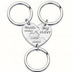 Mainora - 3-Piece Puzzle Heart Sister Keychain Set