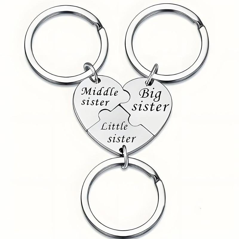 Mainora - 3-Piece Puzzle Heart Sister Keychain Set