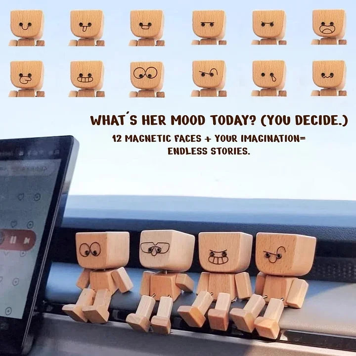 (🌲Christmas Hot Sale- 49% OFF) Shaking Feet Wooden Doll - Sways with 12 Pcs Magnetic Expressions