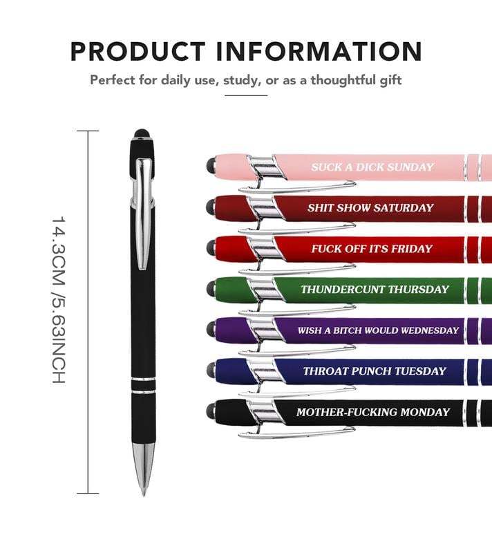 Retailgoodss Funny Stress-Relief Daily Quotes Metal Ballpoint Pen Set (7 Pcs)