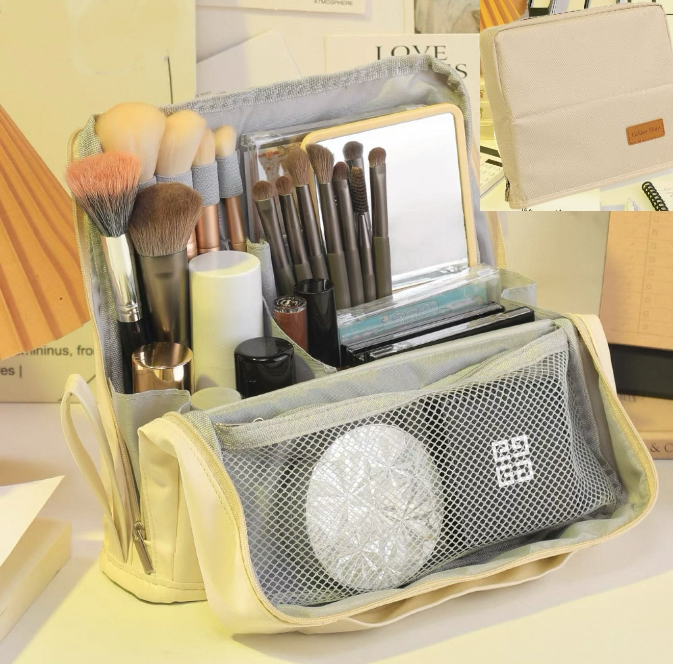 Doresty Standing Makeup Bag – Portable, Large Capacity