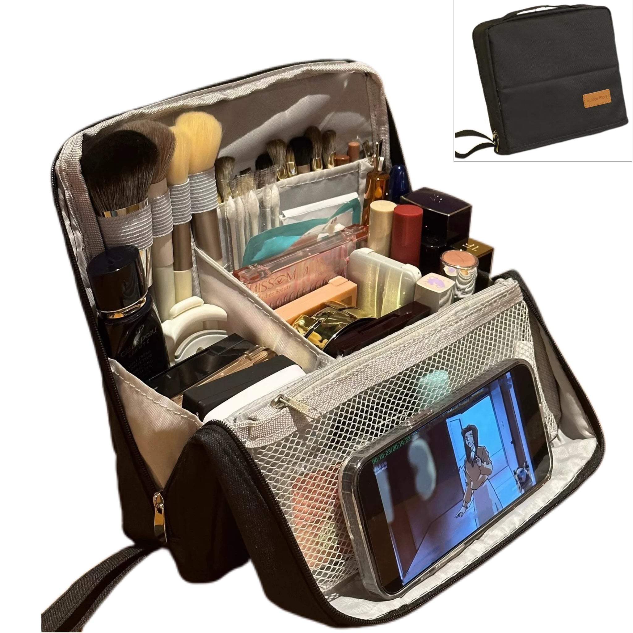 Doresty Standing Makeup Bag – Portable, Large Capacity