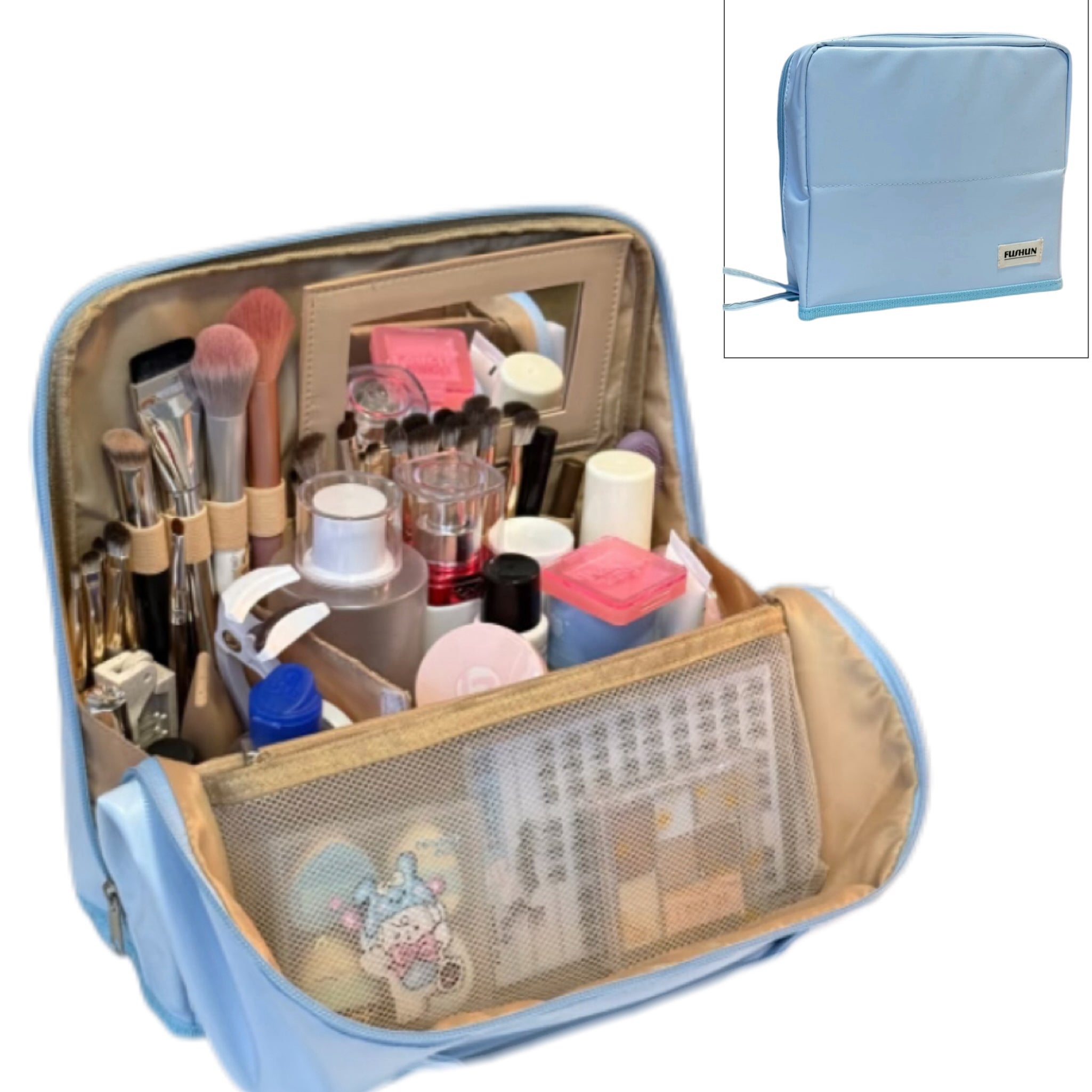 Doresty Standing Makeup Bag – Portable, Large Capacity