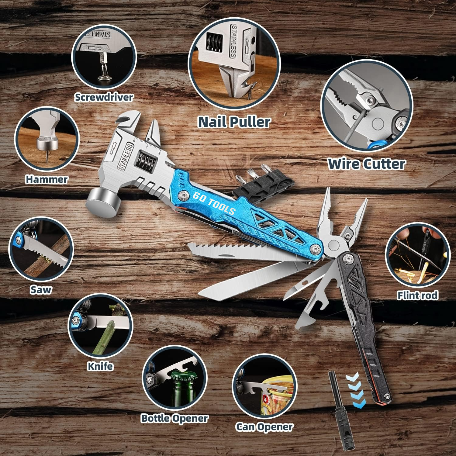 60 Tools - 18 In 1 Multifunctional Wrench Hammer