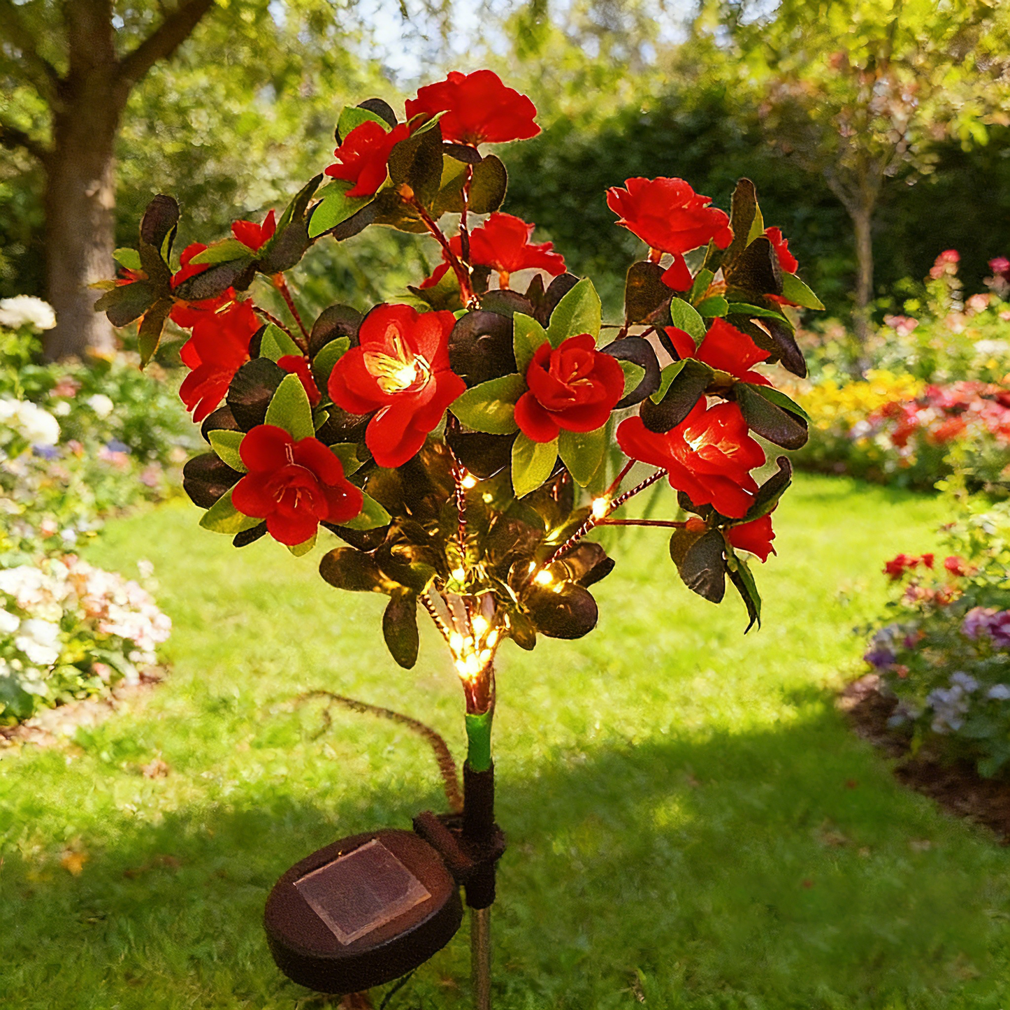 Bestjas™ LED Solar Flower Lights Rhododendron Outdoor Simulated Flower Lamp
