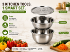 Uspoplarshop 3-in-1 Stainless Steel Grater Bowl & Colander Set