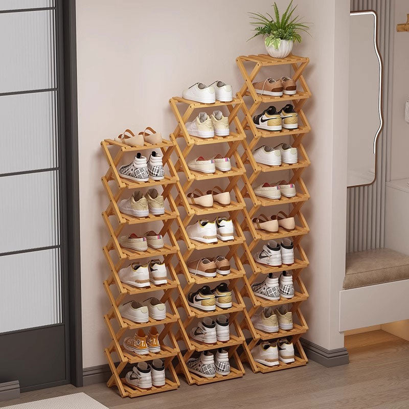 Doresty Wooden Collapsible Shoes Shelf: Space-Saving & Practical Design