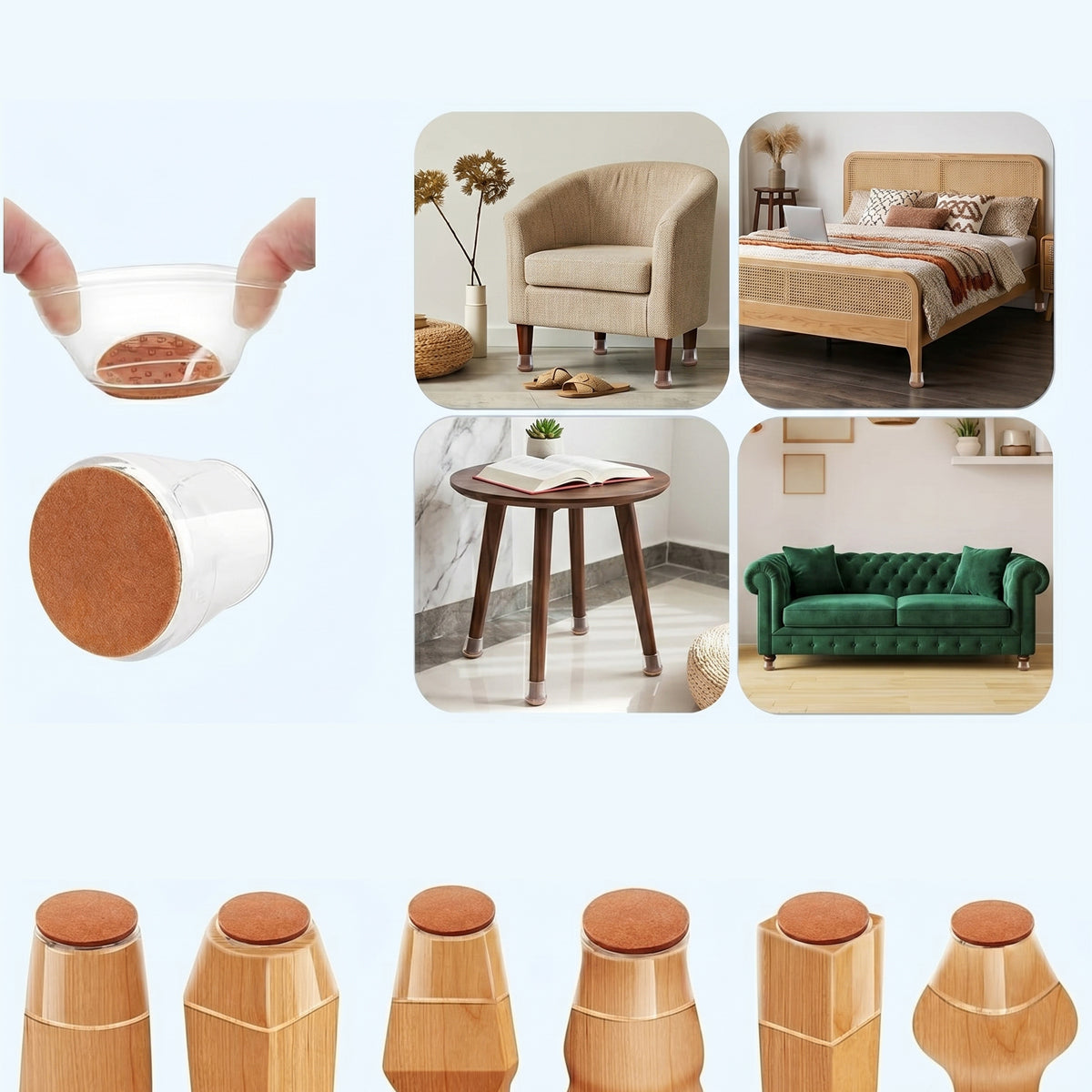 Domisana Transparent Chair Leg Floor Protectors Set ( 12PCS )