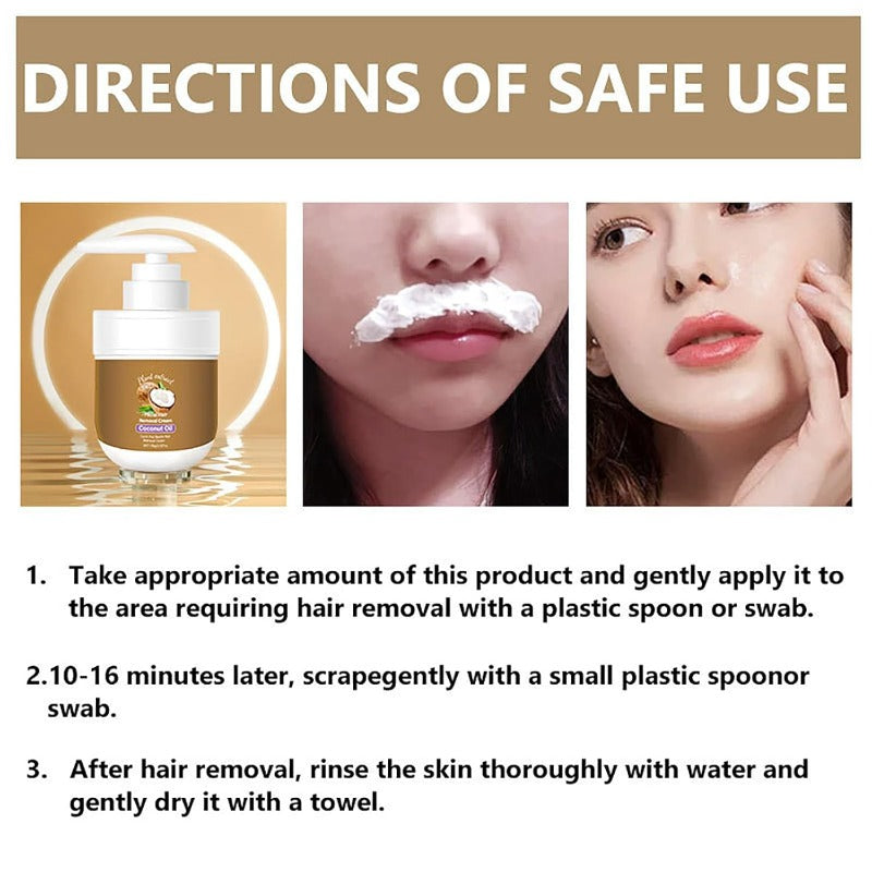 Shoplarke Coconut Oil Facial & Body Hair Removal Cream – Gentle & Moisturizing