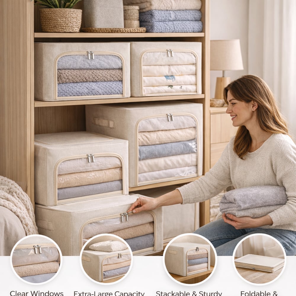 Atsworkshop™ Extra-Large Foldable Fabric Storage Bins