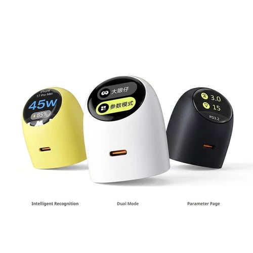 Quotationy Interactive Mini GaN Charger 45W – Animated Expression Smart Plug – Low-Temperature Fast Charging Block for iPhone, Samsung & Tablets 🎭