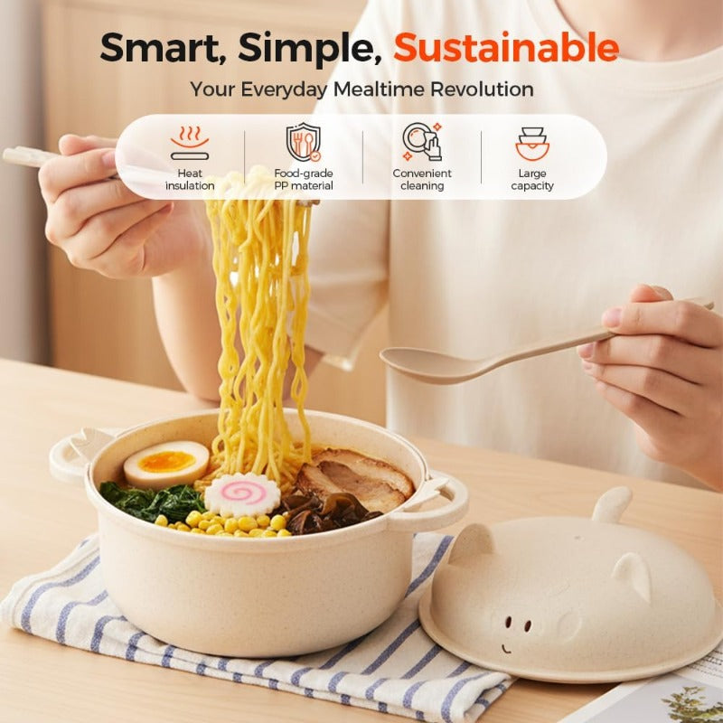 Everyneeding Cute Piggy Ramen Bowl Set