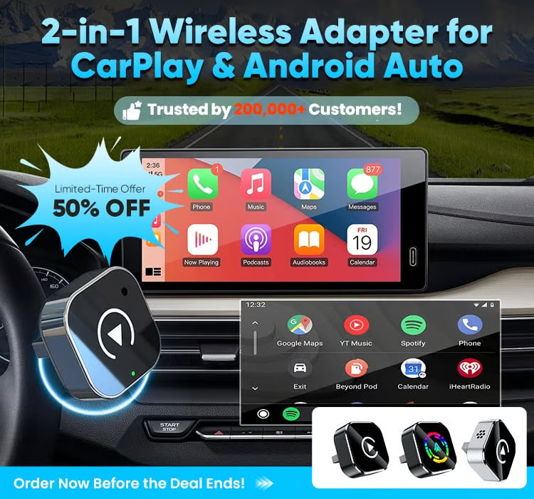 2-in-1 Adapter: Wireless CarPlay & Android Auto