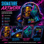 Ahlwo Blue Collar Daddy Hydro-Dipped Hard Hat | Industrial Rigid Impact-Resistant Safety Helmet with Full-Wrap Gloss Artwork