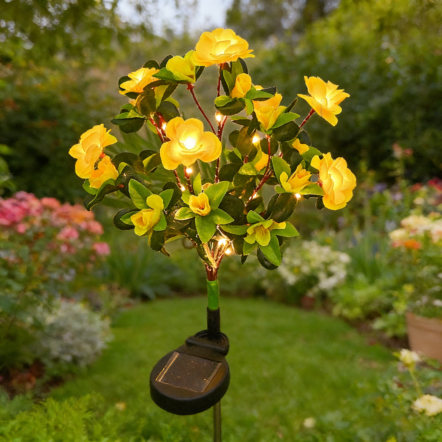 Bestjas™ LED Solar Flower Lights Rhododendron Outdoor Simulated Flower Lamp