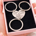 Mainora - 3-Piece Puzzle Heart Sister Keychain Set