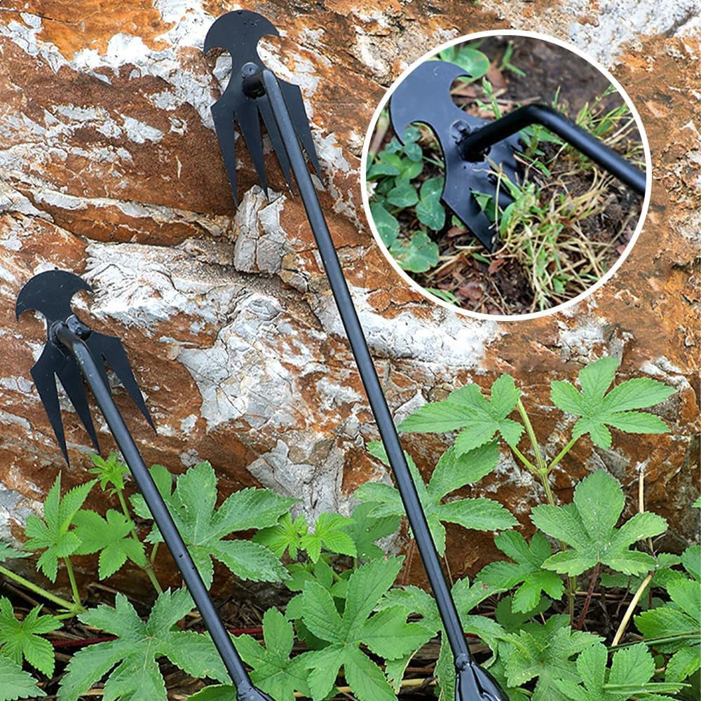 Gardinea Weed Pulling Tool Uprooting Weeding Tool, Multifunctional Weeder Puller Tool with 4 Teeth