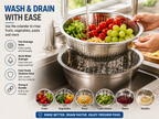 Uspoplarshop 3-in-1 Stainless Steel Grater Bowl & Colander Set