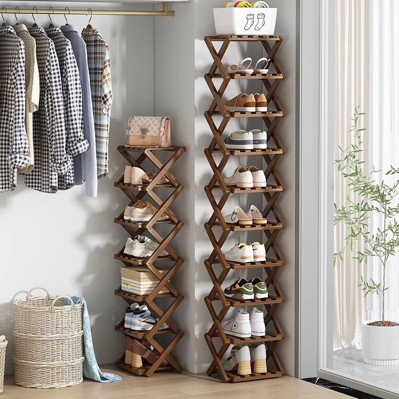 Doresty Wooden Collapsible Shoes Shelf: Space-Saving & Practical Design