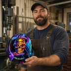 Ahlwo Blue Collar Daddy Hydro-Dipped Hard Hat | Industrial Rigid Impact-Resistant Safety Helmet with Full-Wrap Gloss Artwork