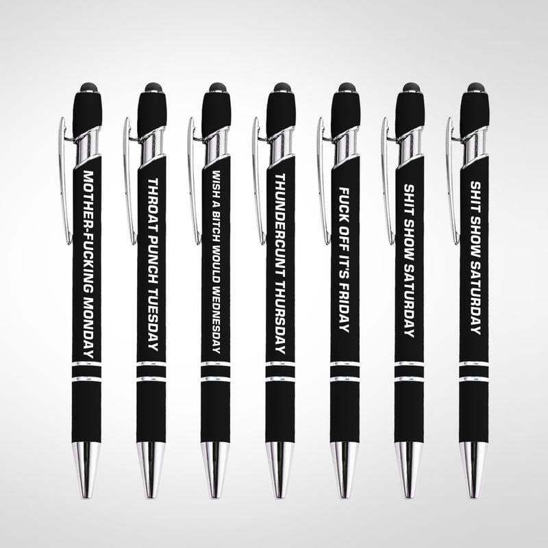 Retailgoodss Funny Stress-Relief Daily Quotes Metal Ballpoint Pen Set (7 Pcs)