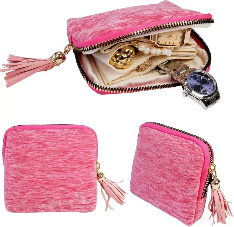 Jewelry Zippered Pocket Case Travel Jewelry Bag Portable Organizer