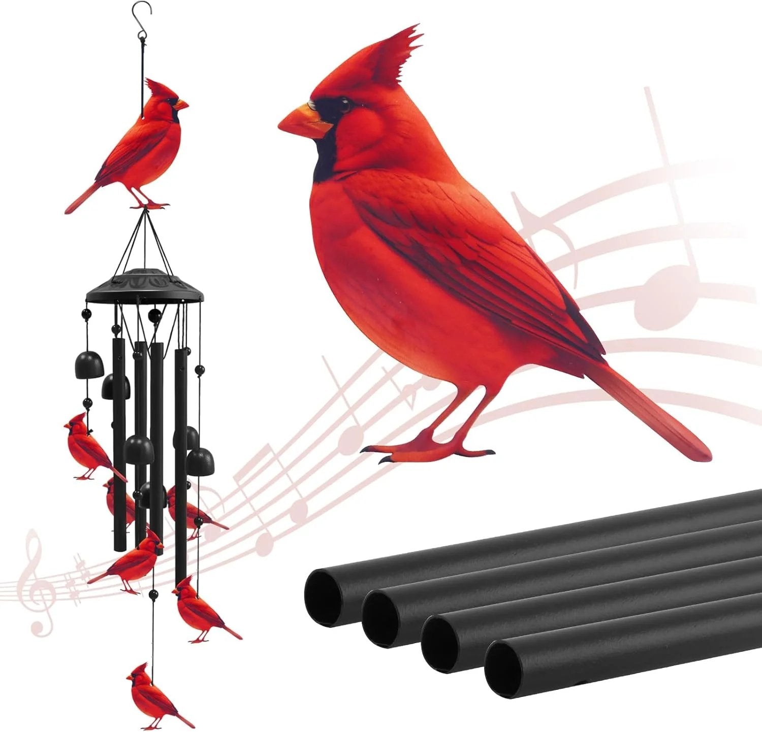 Cubtosmle Vintage Colorful Hummingbird Wind Chime With Metal Tubes And Bells