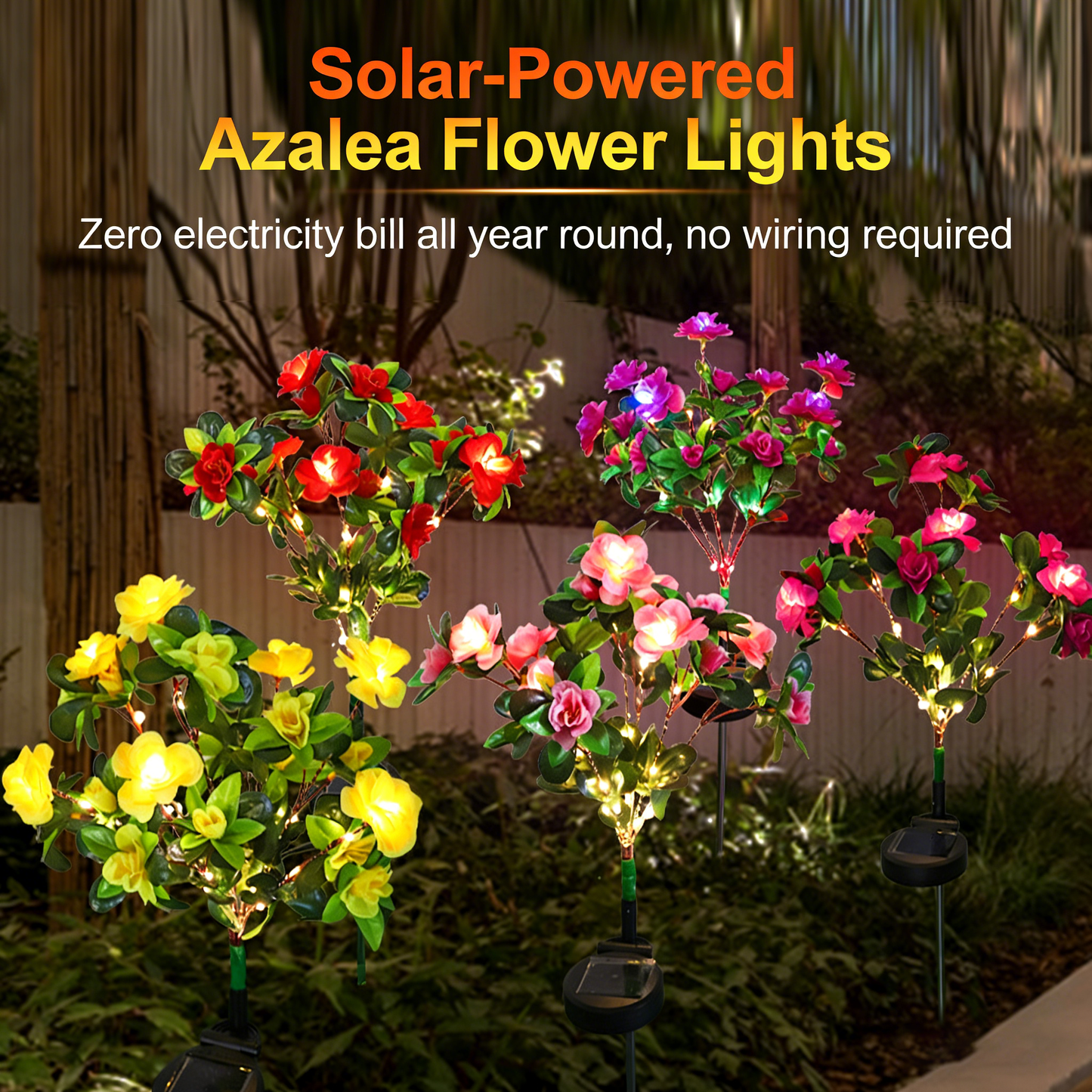 Bestjas™ LED Solar Flower Lights Rhododendron Outdoor Simulated Flower Lamp