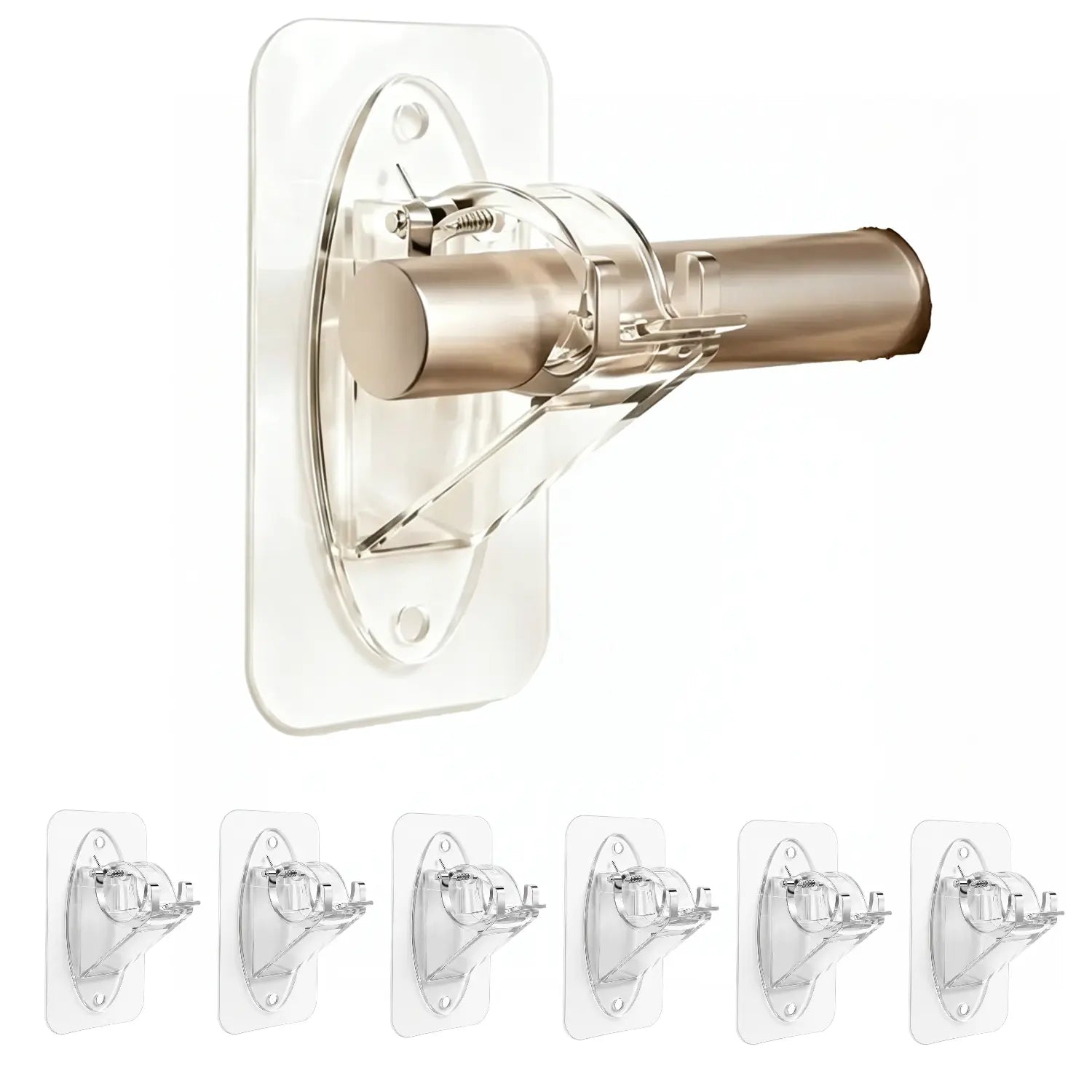 Fvaulity New Self Adhesive Rod Brackets, No Drill Needed Curtain Rod Holders