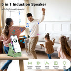 Quotationy 5-in-1 Wireless Induction Speaker Stand – Portable Desk Phone Holder with Emergency Power Bank & Colorful Ambient Light
