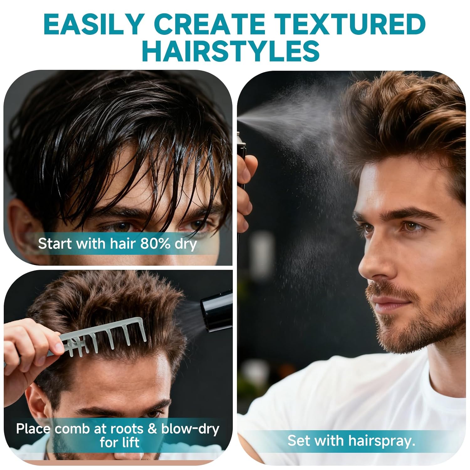 Doresty Voluminous Wide-toothed Hair Comb Men's Fluffy Texture