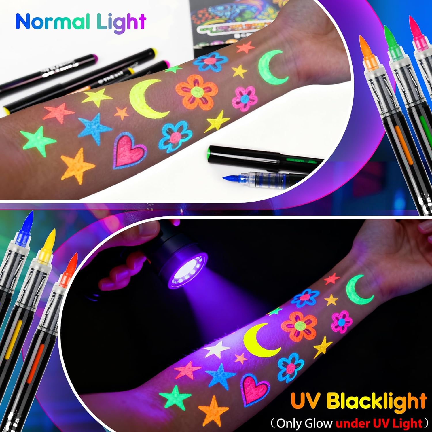 UV Neon Face Paint Markers 12 Colors