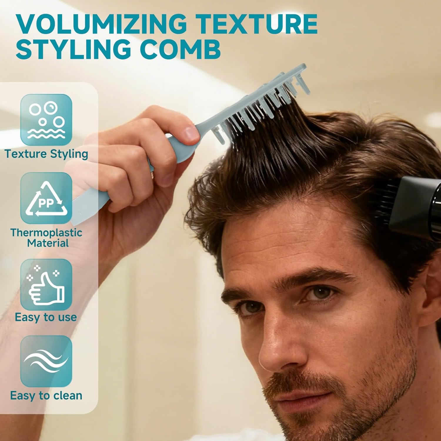 Doresty Voluminous Wide-toothed Hair Comb Men's Fluffy Texture