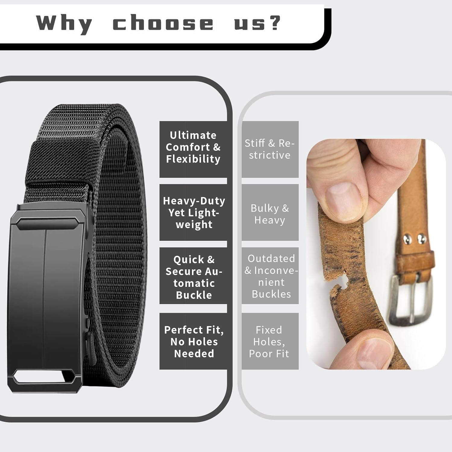 Shoplarke Stretch-Fit Tactical Belt – Ultra-Light Ratchet Web Belt for Outdoor, Work & EDC