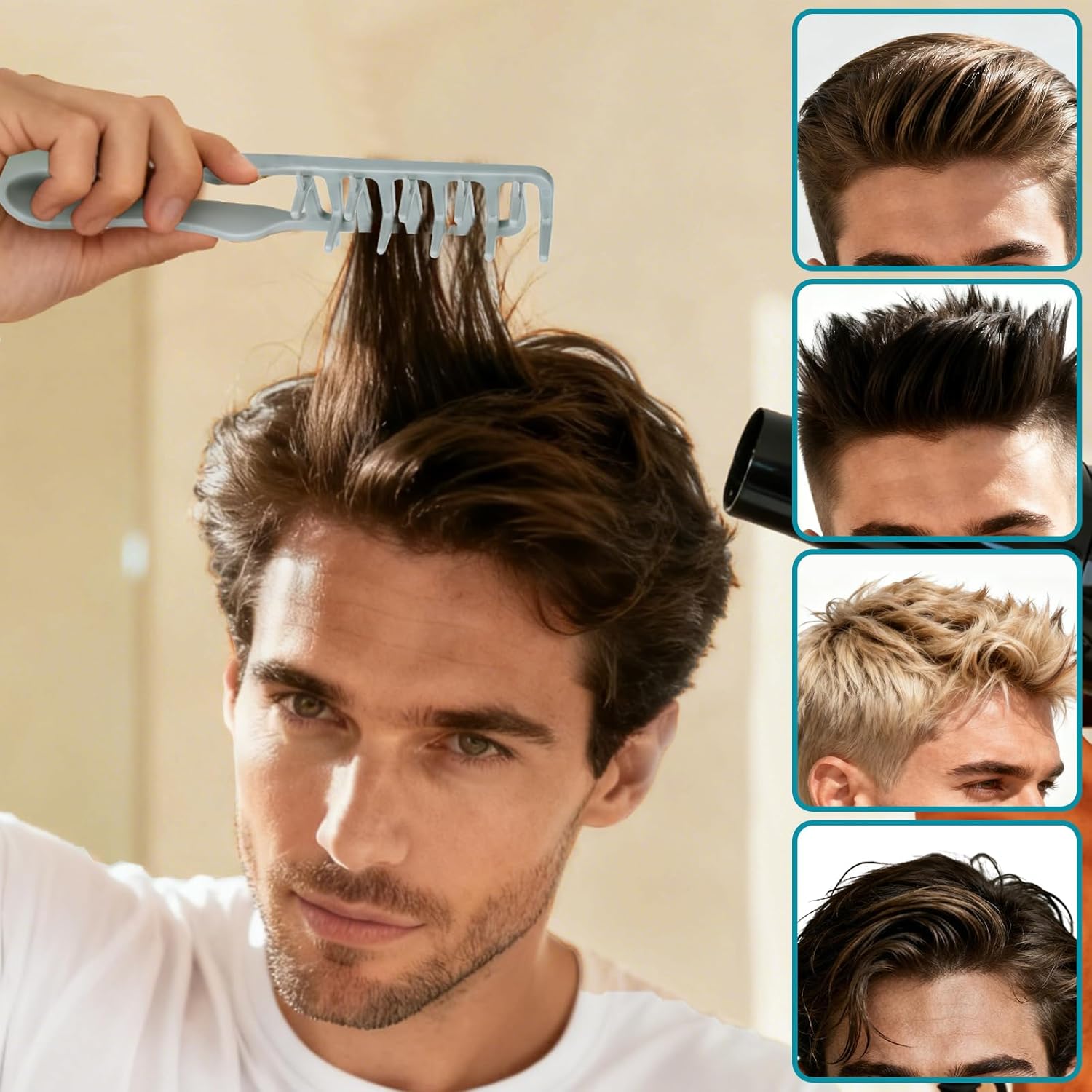 Doresty Voluminous Wide-toothed Hair Comb Men's Fluffy Texture