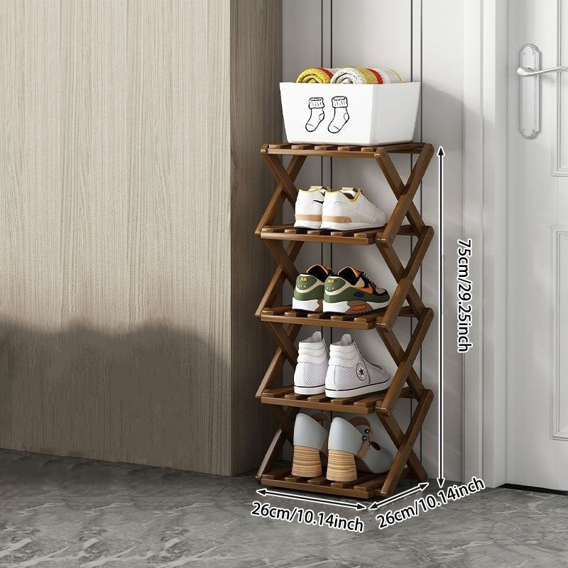 Doresty Wooden Collapsible Shoes Shelf: Space-Saving & Practical Design