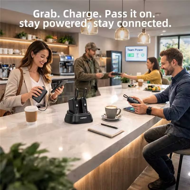 Quotationy 10000mAh Portable Charger with Dock – Built-in Cables & Family Charging Station for Home & Office
