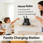 Quotationy 10000mAh Portable Charger with Dock – Built-in Cables & Family Charging Station for Home & Office
