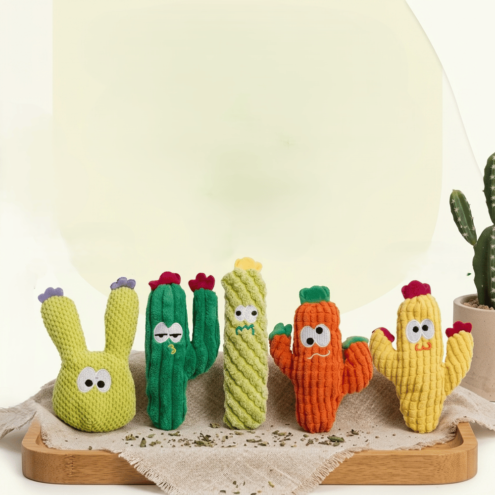 Latetleast Handmade Soft Cactus Kitten Chew Toys with Natural Catnip ( 5pcs )