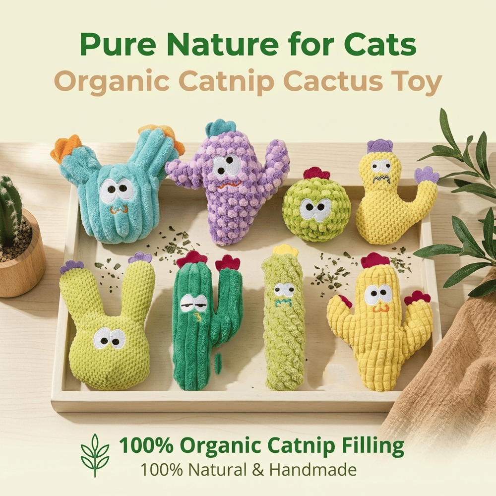 Latetleast Handmade Soft Cactus Kitten Chew Toys with Natural Catnip ( 5pcs )